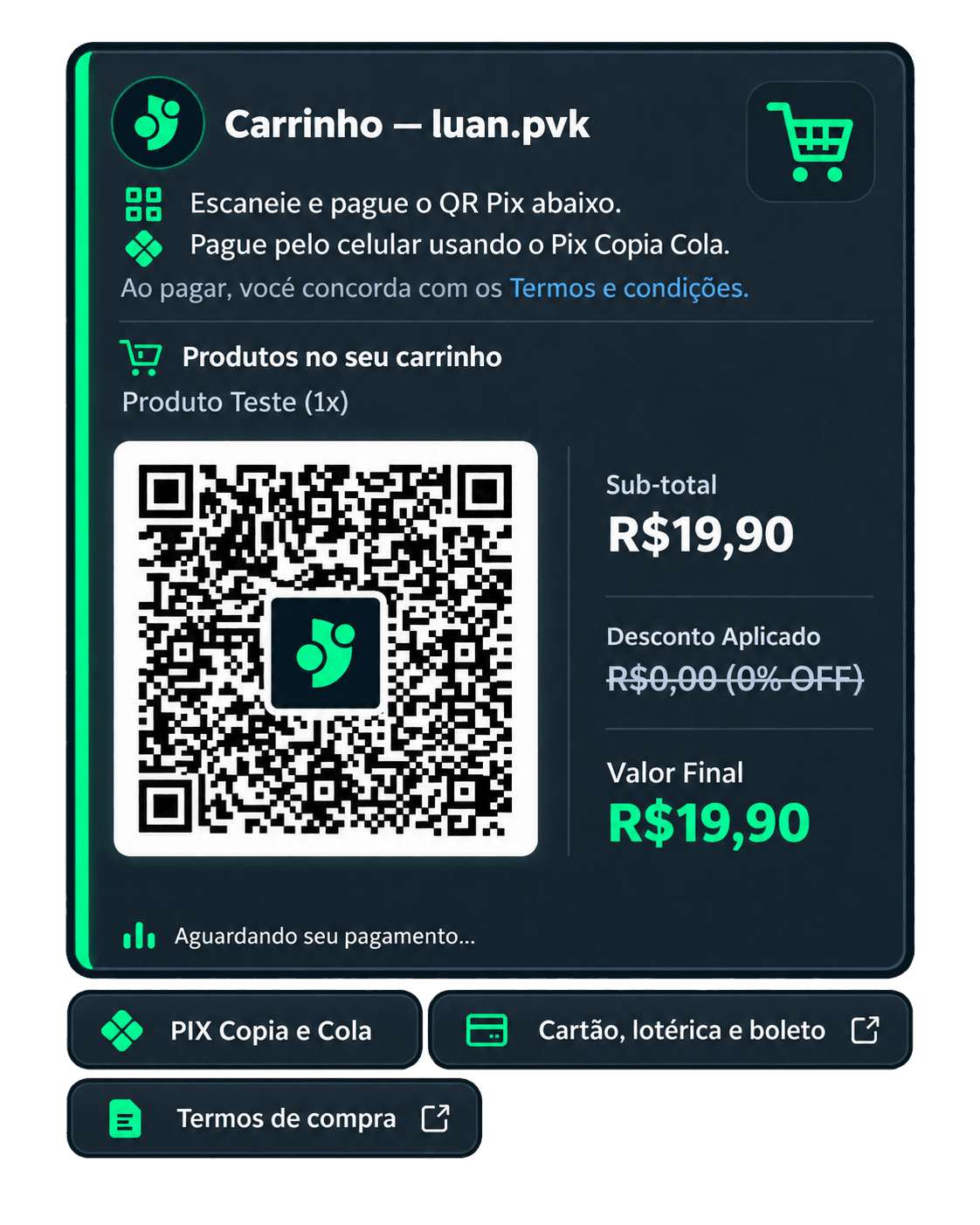 Cliente paga no chat