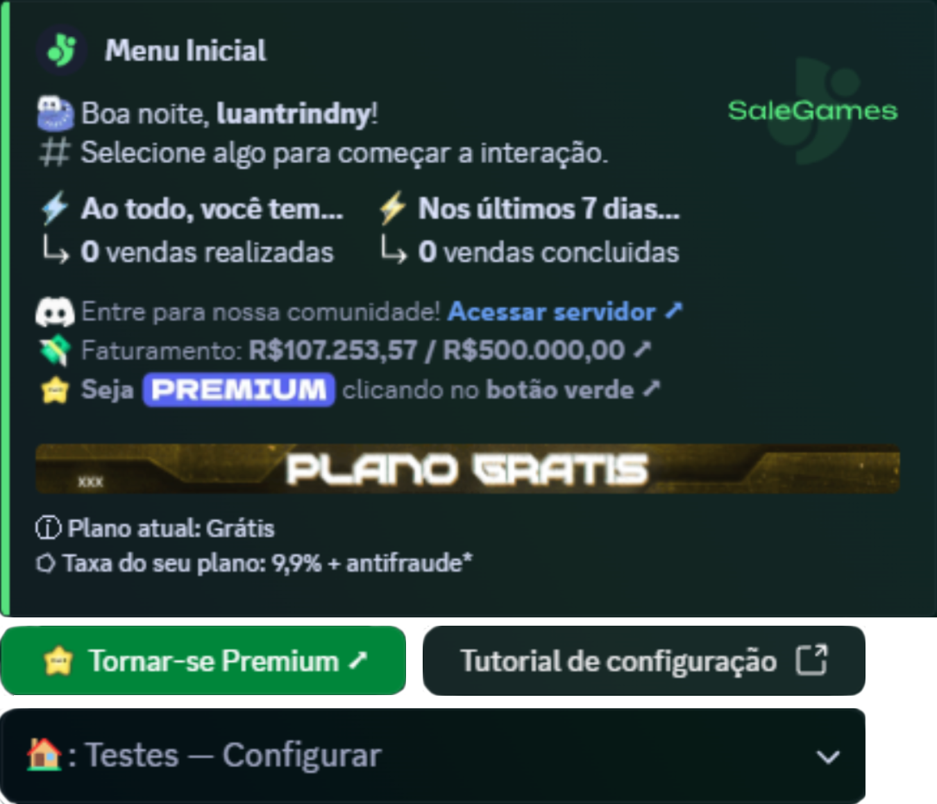 Configuração Rápida - SaleGames Feature
